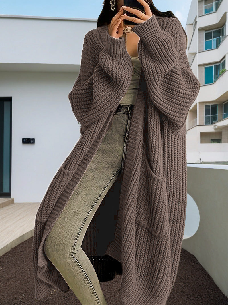 Damen Großer Strickcardigan mit lässiger Passform und großen Taschen Amawinc