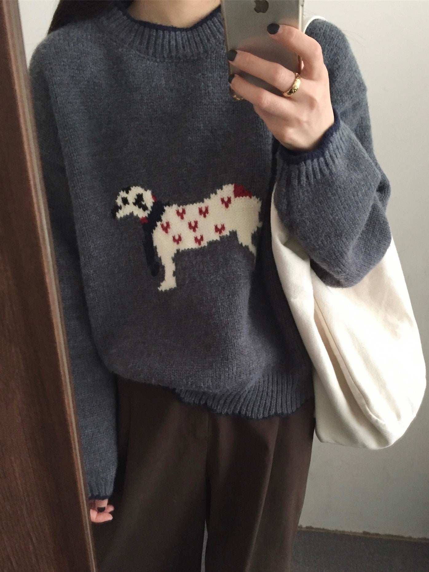 Damen kuscheliger Pullover mit Tiermotiv Amawinc