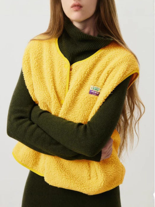 Damen modische Weste mit Fleece-Futter und praktischen Taschen Amawinc