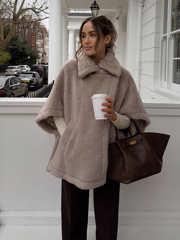 Damen Flauschiger Poncho Amawinc