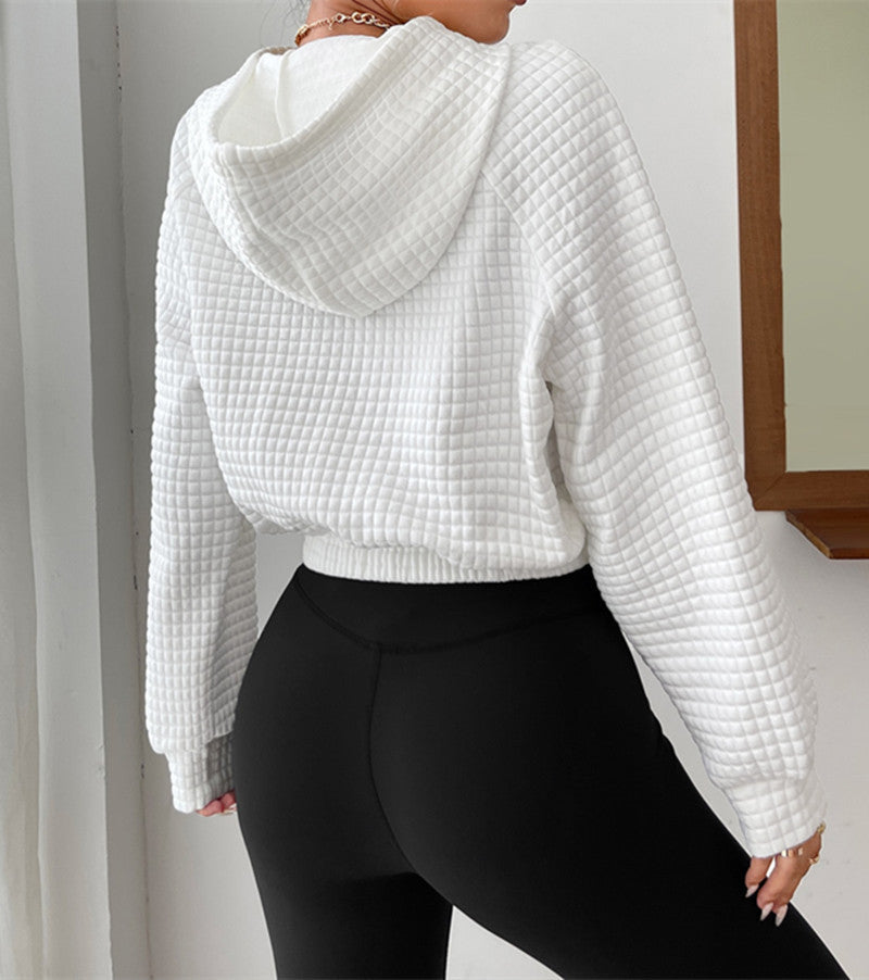 Damen modischer cropped Hoodie mit strukturierter Oberfläche Amawinc