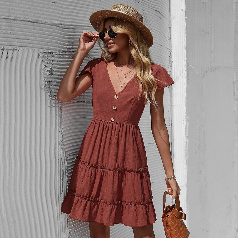 Edles rotes Taillenkleid von Fudus