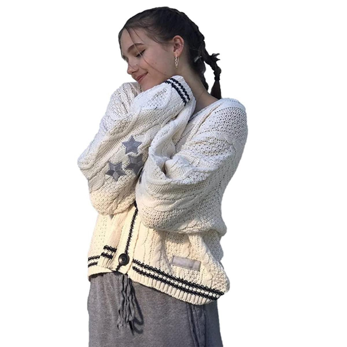 Damen gestrickte Oversize Cardigan Amawinc