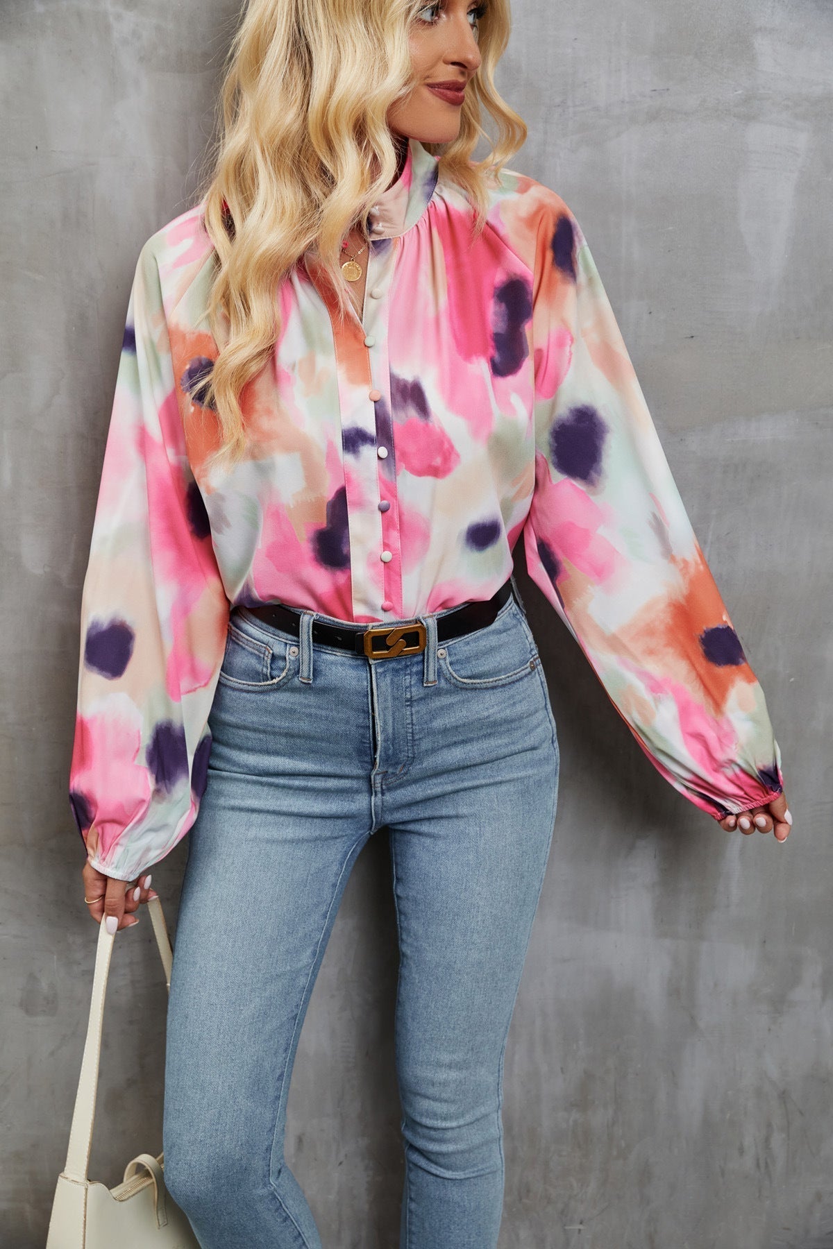 Blouse Femme Coupe Décontractée Manche Longue Imprimé Artistique Léger Respirant Amawinc Collection
