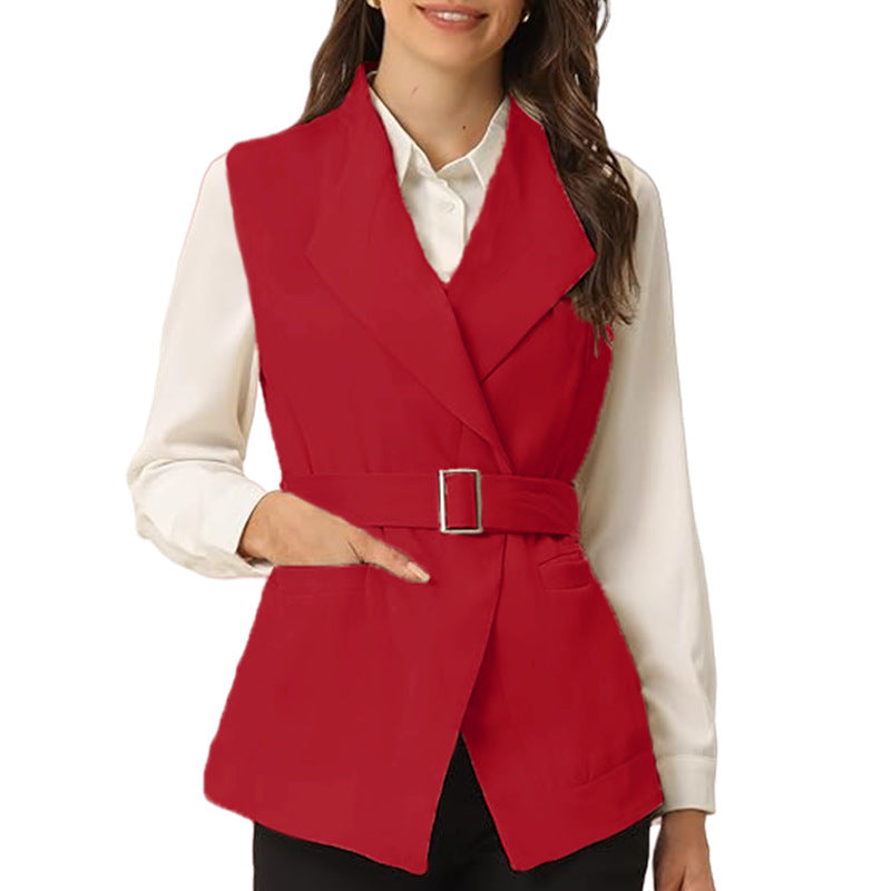 Damen modischer taillierter Blazer mit großen Taschen und Gürtel Amawinc