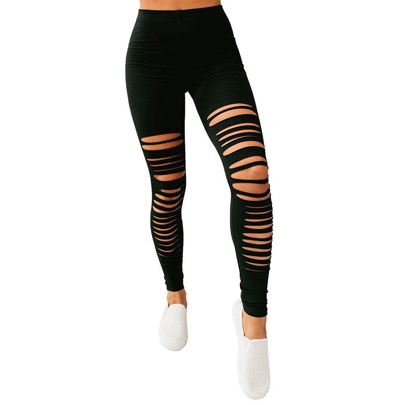 Damen Sportliche Leggings mit modischem Riss-Design Amawinc
