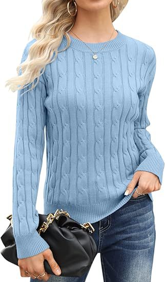 Damen klassischer Strickpullover mit Zopfdesign Amawinc