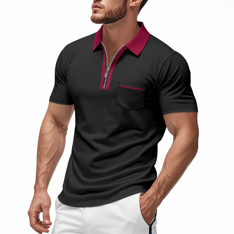 Polo Homme Slim Fit Respirant En Mélange De Coton Avec Fermeture Éclair Et Poche Poitrine Nordic Flair