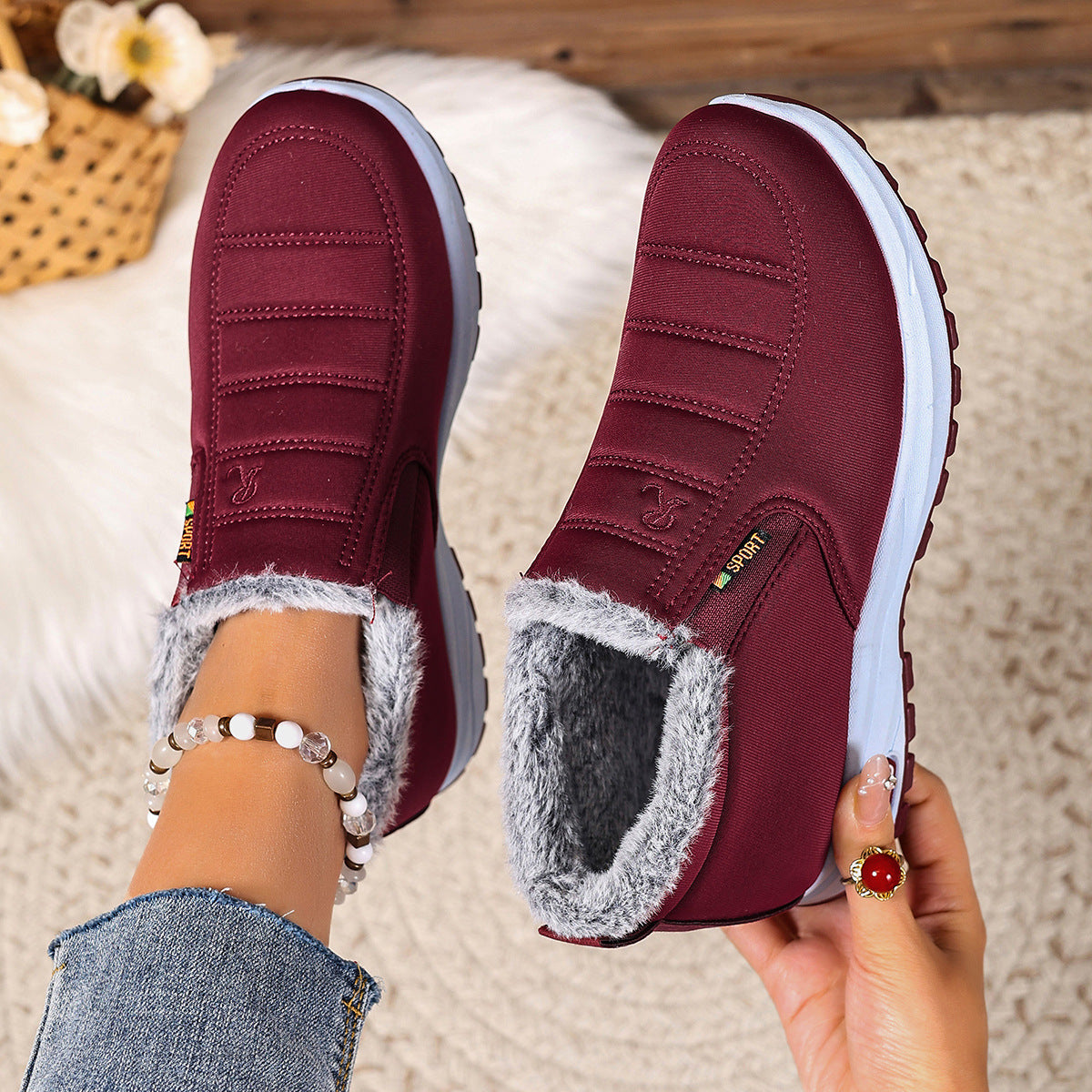 Damen Winter Slip-On Sneaker | Warmes Futter & Rutschfeste Sohle | Große Größen