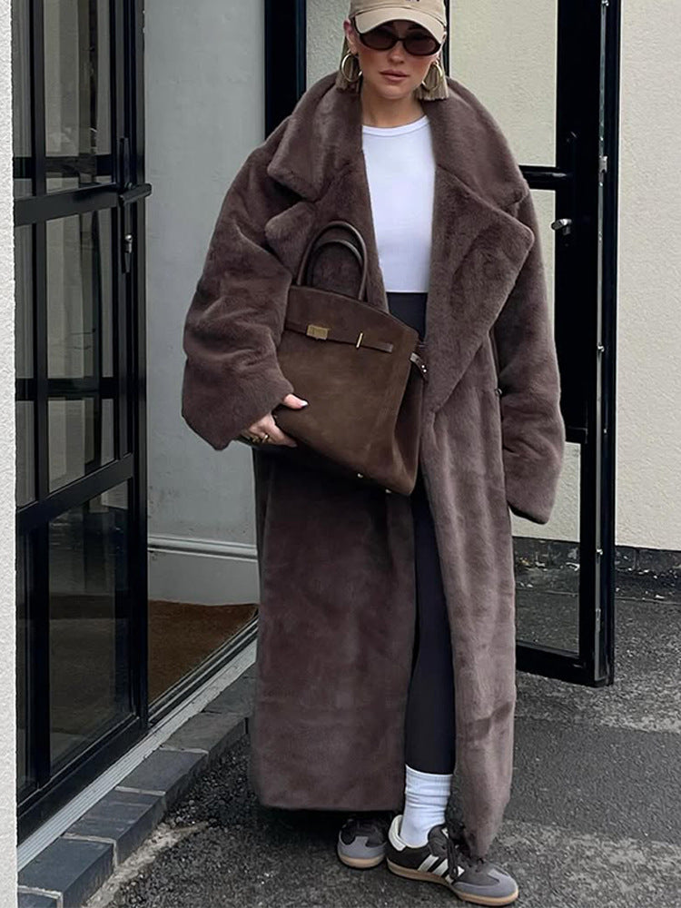 Damen Oversized Kunstfellmantel Amawinc