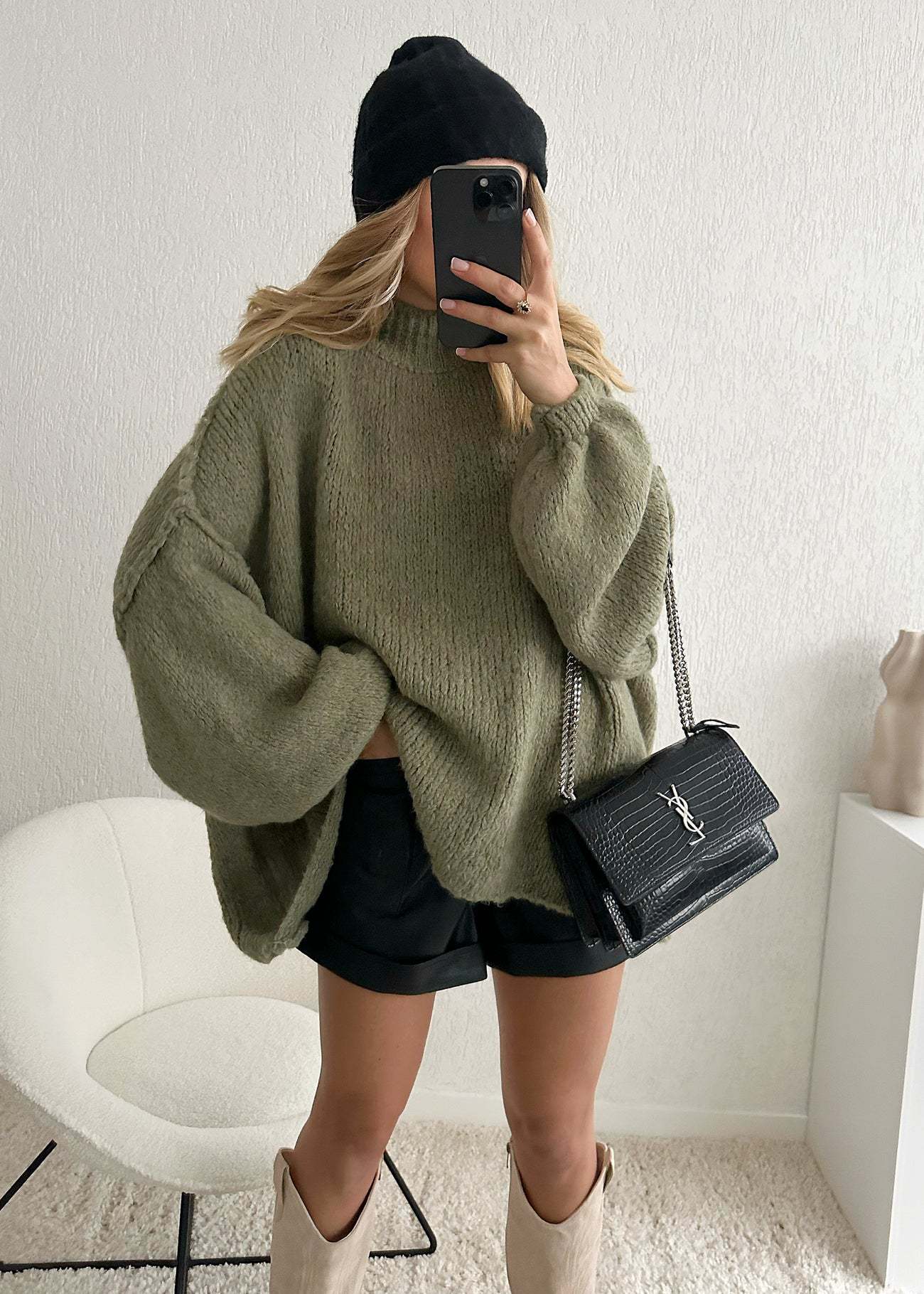 Damen Oversized Strickpullover mit weichem Material und modischen Ärmeln Amawinc