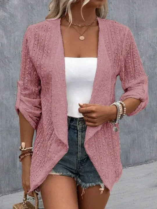 Cardigan Femme Crochet Ouvert Décontracté Style Bohème Pour Superposition Quotidienne Chic