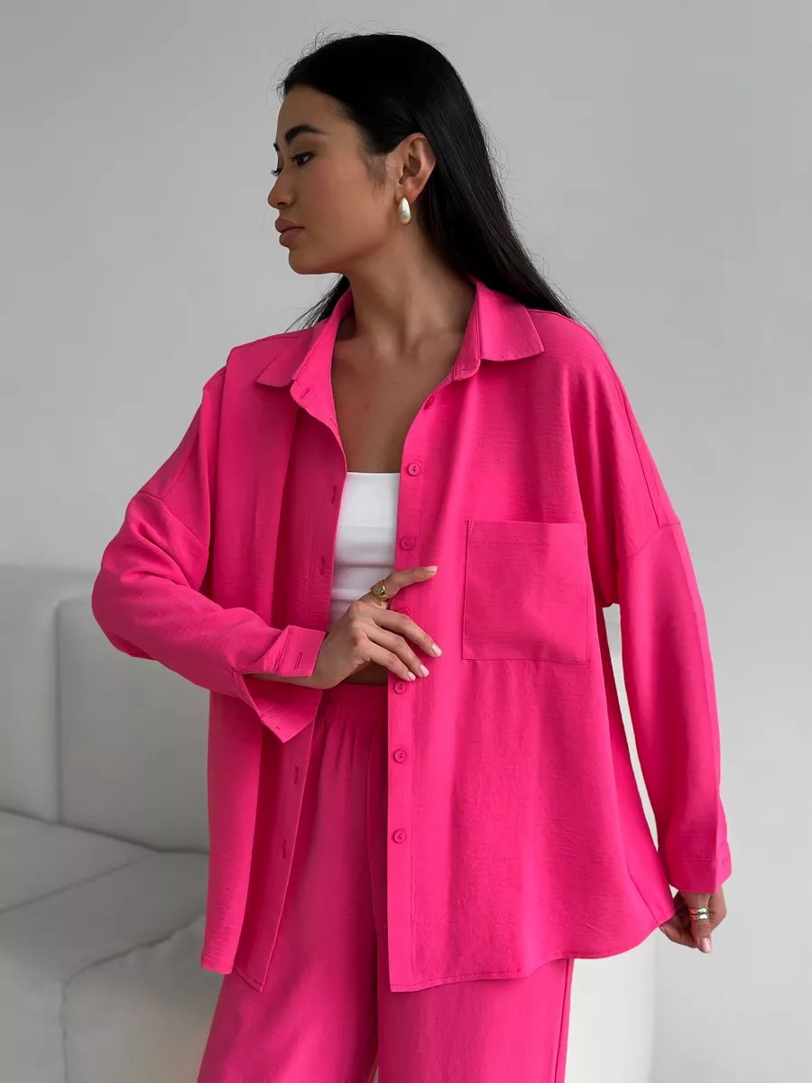 Damen lässige Bluse im Oversized-Stil mit Taschen Amawinc