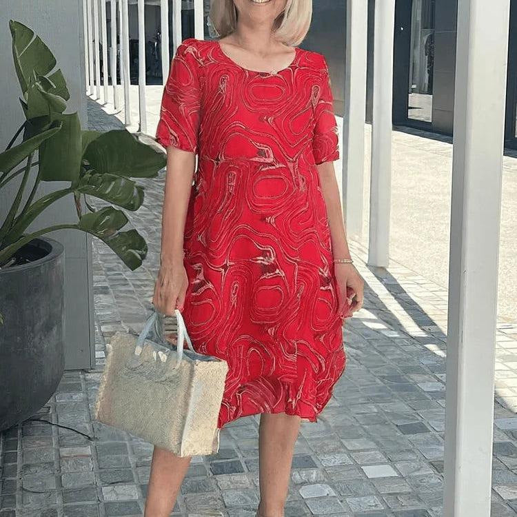 Robe Midi Femme Amawinc En Coton Ou Lin Col V Manches Trois Quarts Poches Fentes Latérales