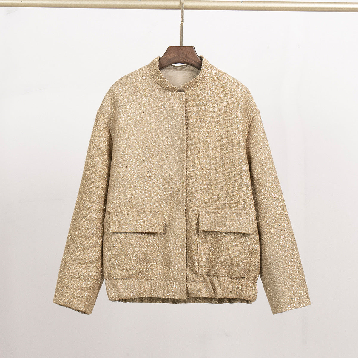 Damen Glitzerjacke mit praktischen Taschen und elastischem Saum Amawinc