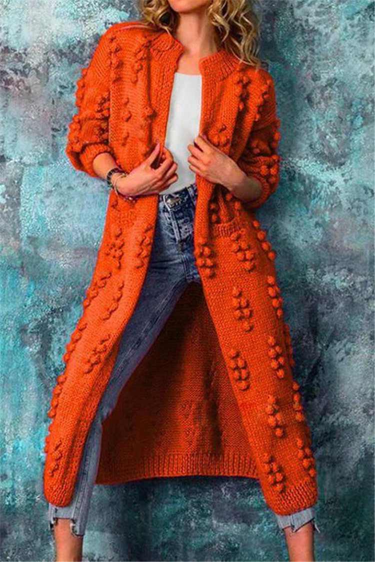 Grace Cardigan Longue En Maille Ouverte Devant Avec Texture Pour Femme Élégance Décontractée Et Confortable