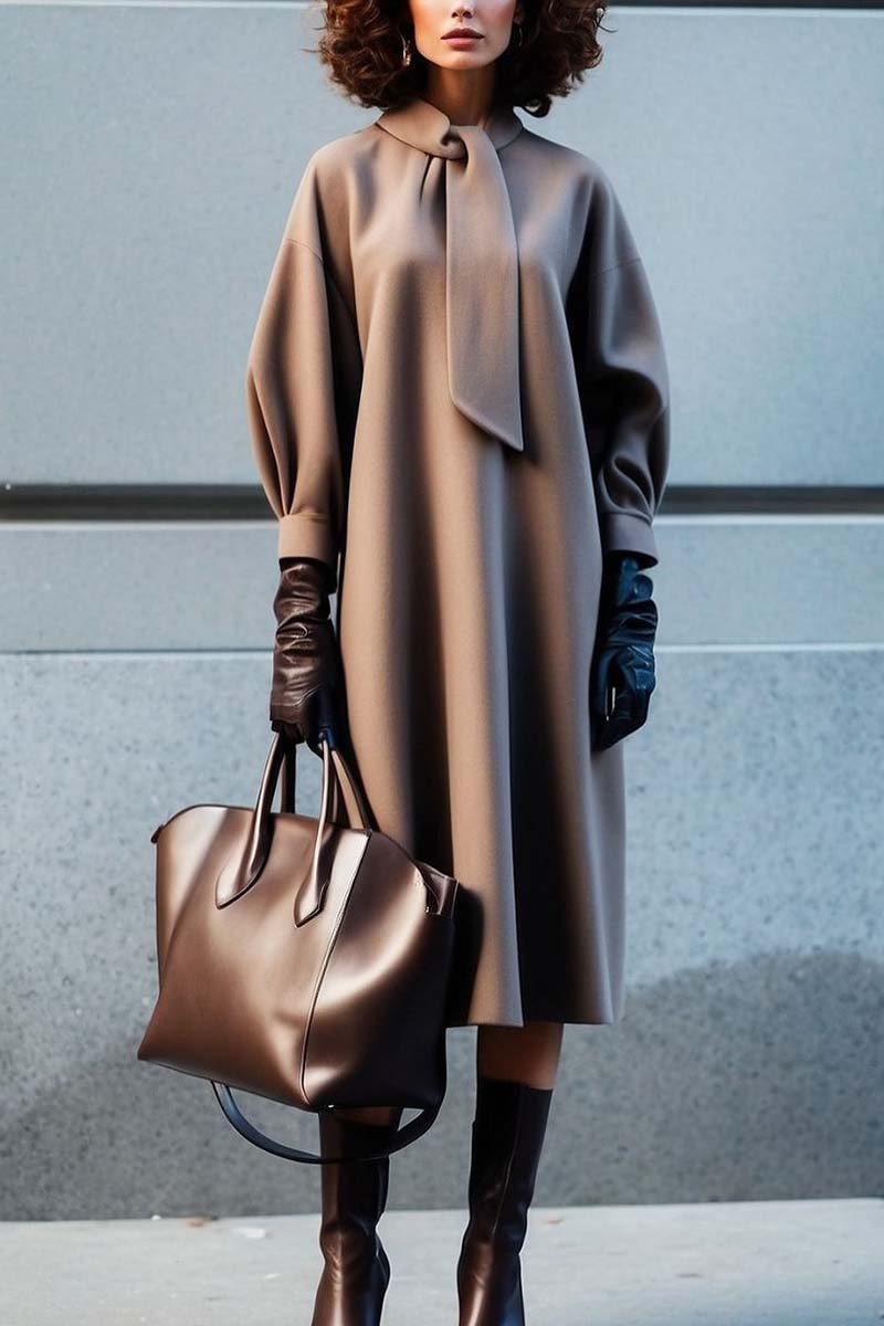 Damen Modisches Maxikleid mit elegantem Kragen und schmeichelndem Schnitt Amawinc