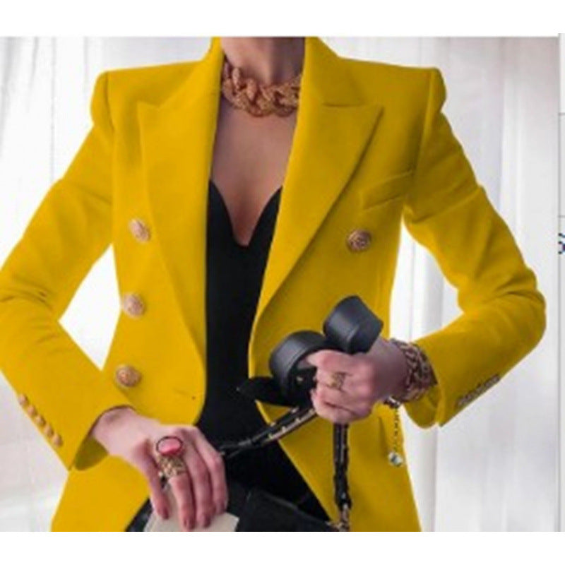 Damen Edler Blazer mit Goldknopf-Detail und klassischem Schnitt Amawinc