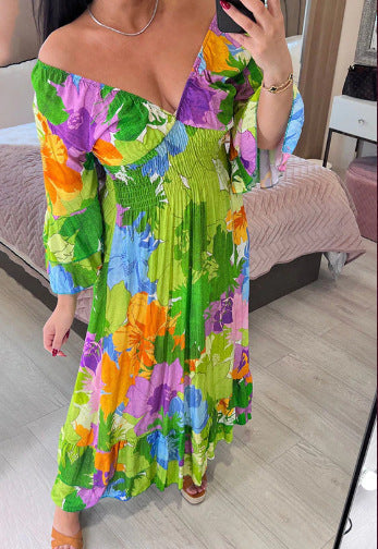 Fudus Damen-Blumenkleid mit V-Ausschnitt in großen Größen