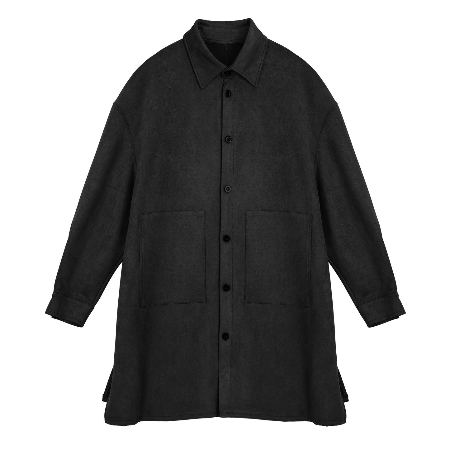 Damen Oversize Hemdenjacke aus weichem Suede mit großen Taschen Amawinc