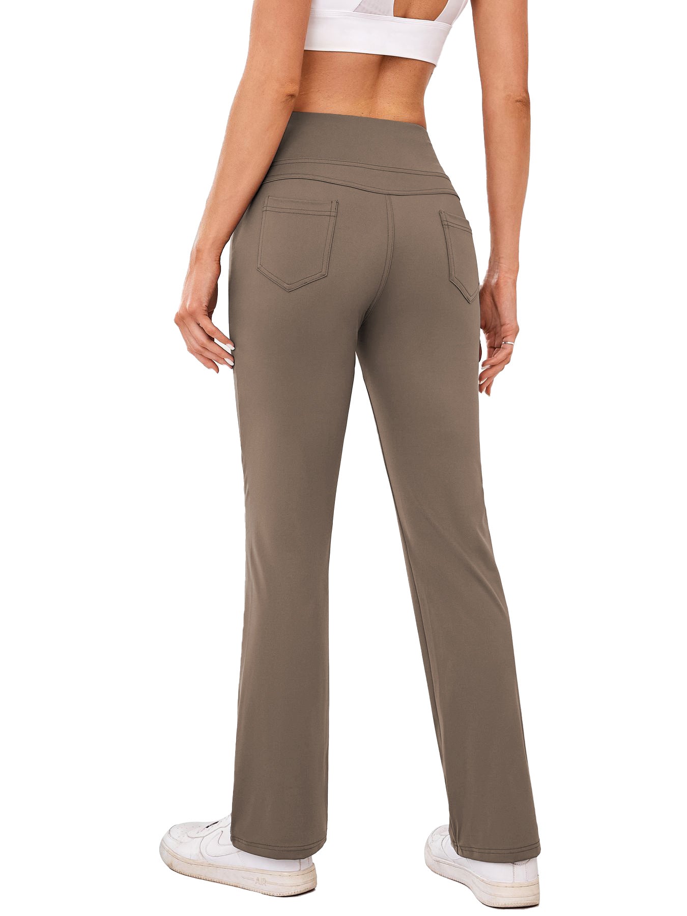 Damen bequeme Sportleggins mit hohem Bund und praktischen Taschen Amawinc