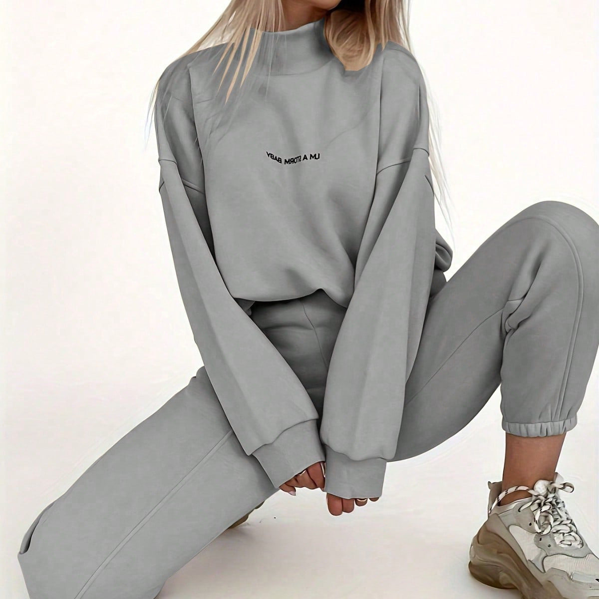 Damen Oversized Sweatshirt und Jogginghose Set Amawinc