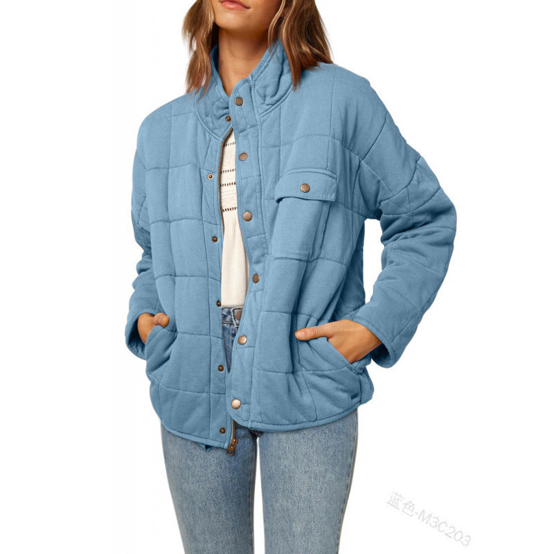 Damen Steppjacke mit dekorativem Knopf Amawinc