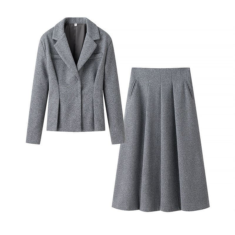 Damen Blazer und Midi-Rock Set Amawinc