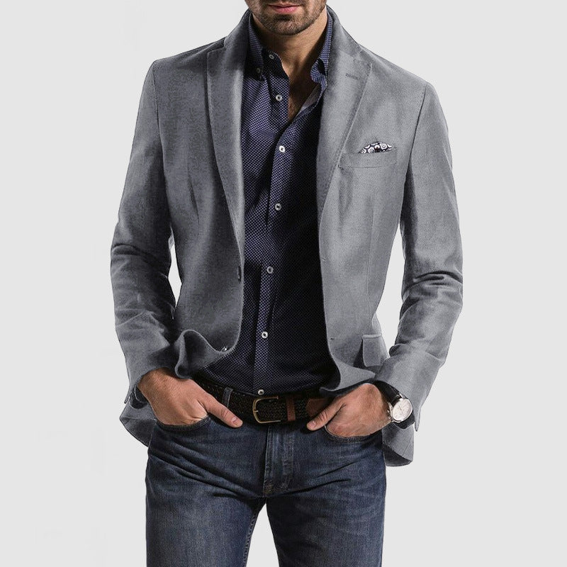 Veste Blazer Homme Slim Fit En Mélange Laine À Simple Boutonnage Revers Classique Pour Tenue Formelle Et Décontractée