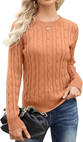 Damen klassischer Strickpullover mit Zopfdesign Amawinc