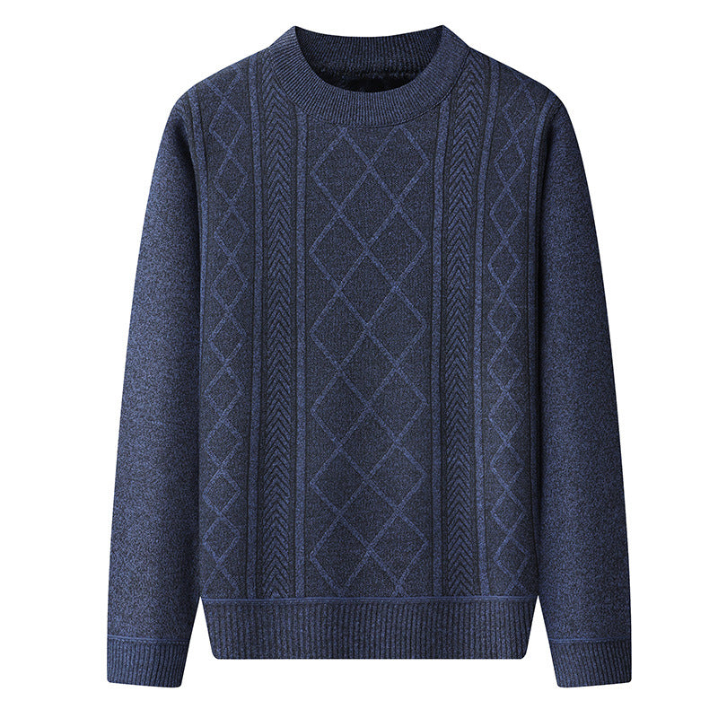 Amawinc Pull Homme Regular Fit Col Côtelé Maille Torsadée Mélange Laine Douce Pour Usage Quotidien