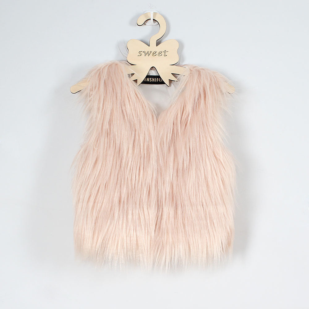 Damen Flauschige Kunstfell-Weste mit hohem Kragen Amawinc
