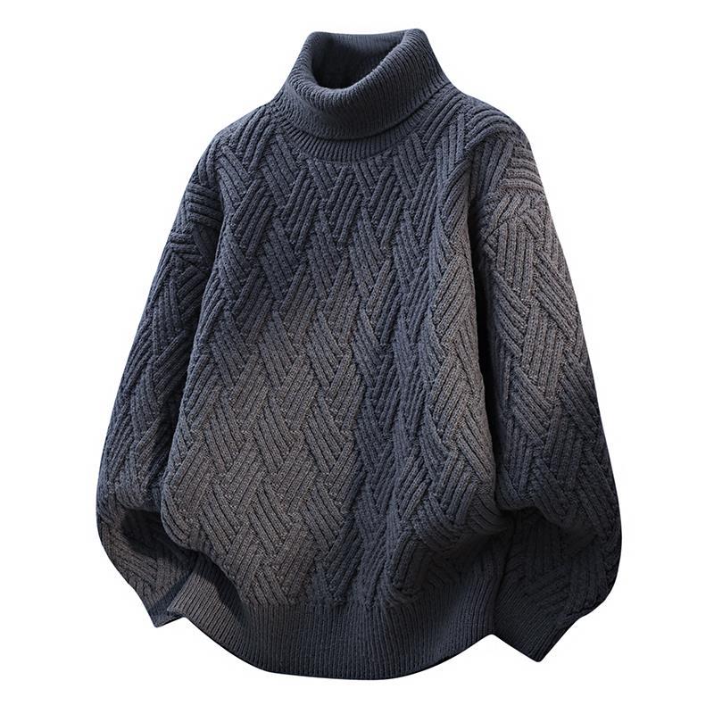 Damen Oversized Rollkragenpullover mit strukturiertem Zopfmuster Amawinc