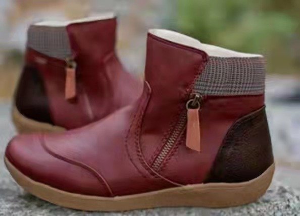 Damen modische Stiefeletten mit seitlichem Reißverschluss und komfortabler Sohle Amawinc