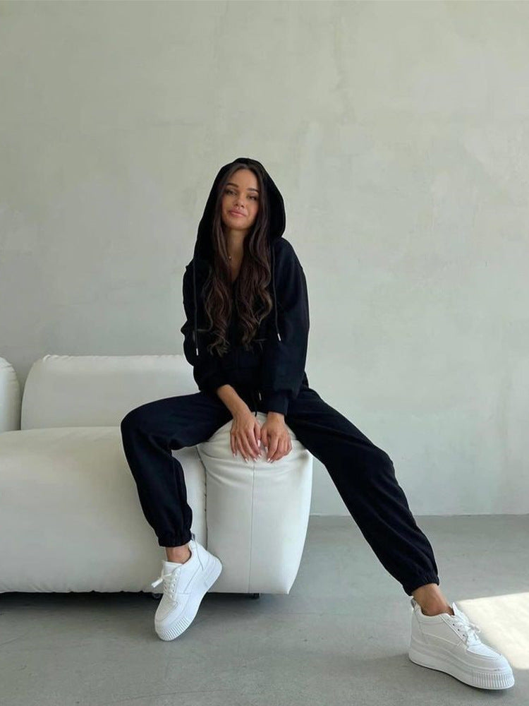 Damen sportliches Fleece-Jogginganzug-Set Amawinc