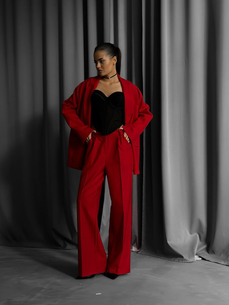 Damen elegantes Blazer-Set mit weitem Schnitt Amawinc