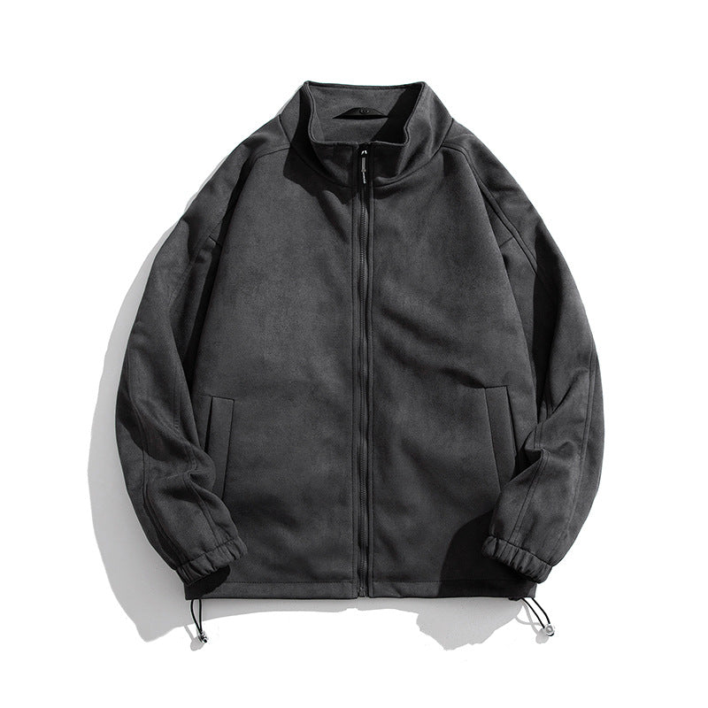 Damen sportliche Fleece-Jacke mit hohem Kragen und seitlichen Reißverschlusstaschen Amawinc