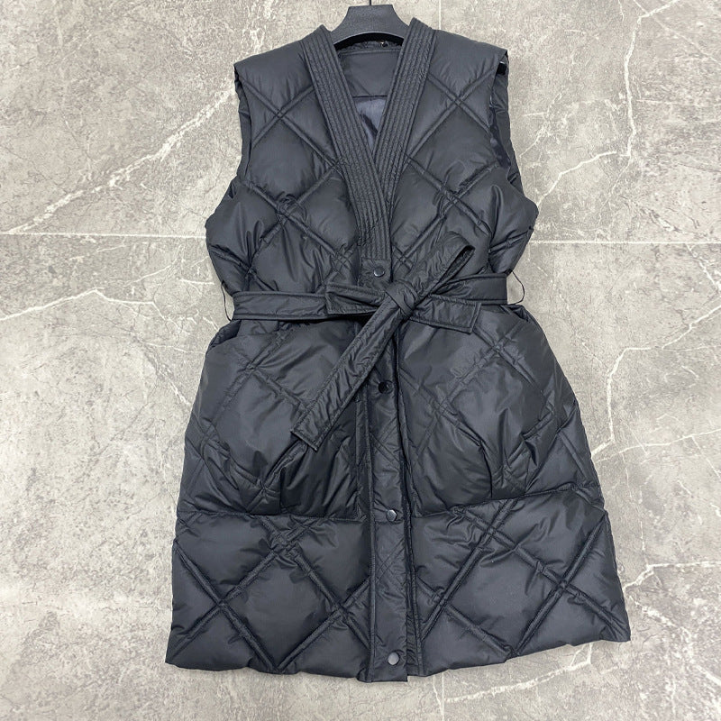 Damen Steppwesten mit Gürtel und hohem Kragen Amawinc