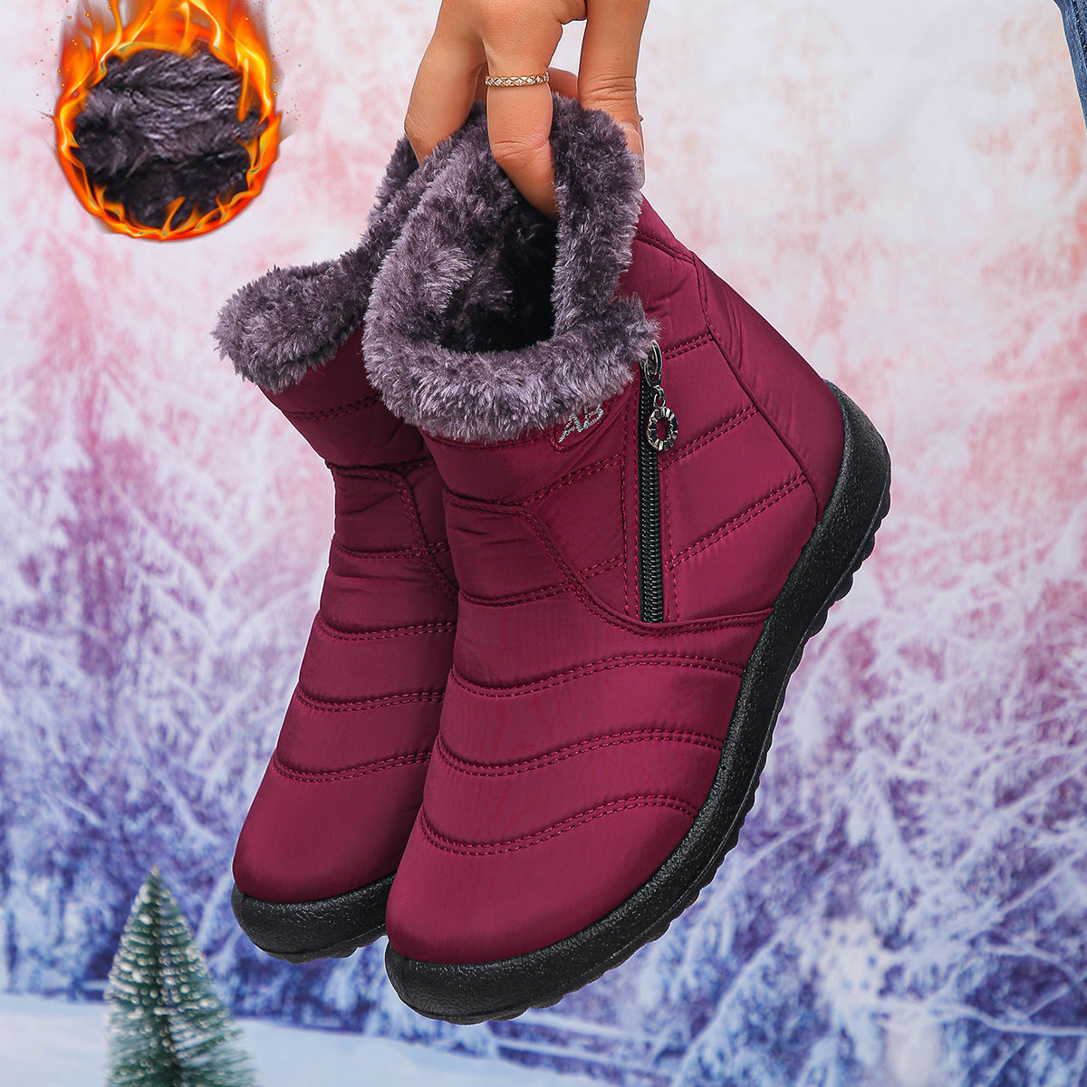 Damen Thermo-Winterstiefel mit kuscheligem Innenfutter und seitlichem Reißverschluss Amawinc