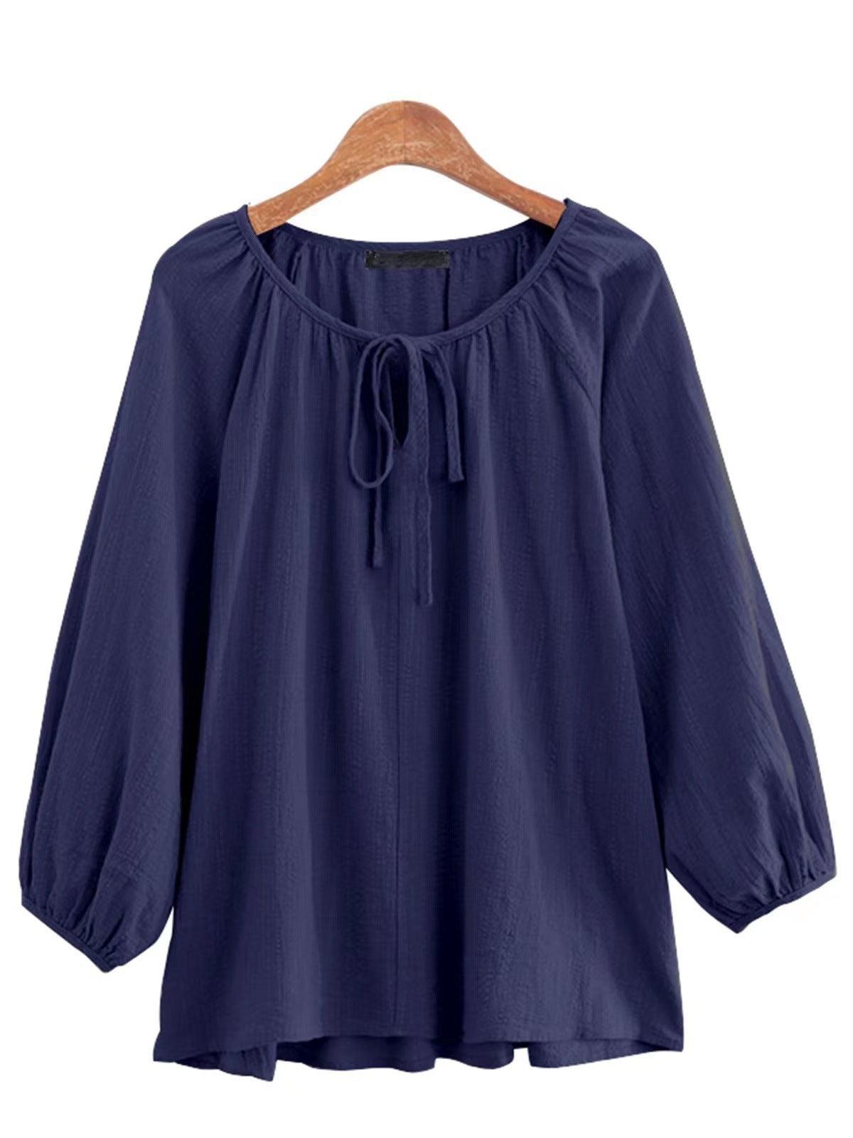 Damen Bluse mit elegantem Rundhalsausschnitt und knieumspielenden Puffärmeln Amawinc