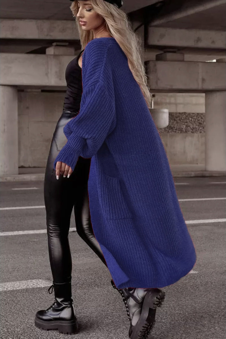 Damen Grobstrickmantel im lässigen Oversized-Stil mit tiefen Taschen Amawinc