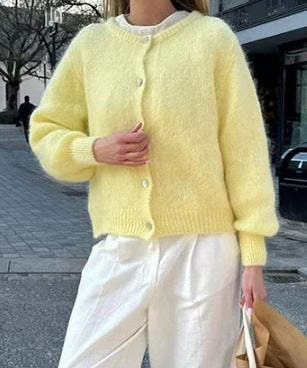 Damen kuscheliger Cardigan aus weichem Mohair Amawinc