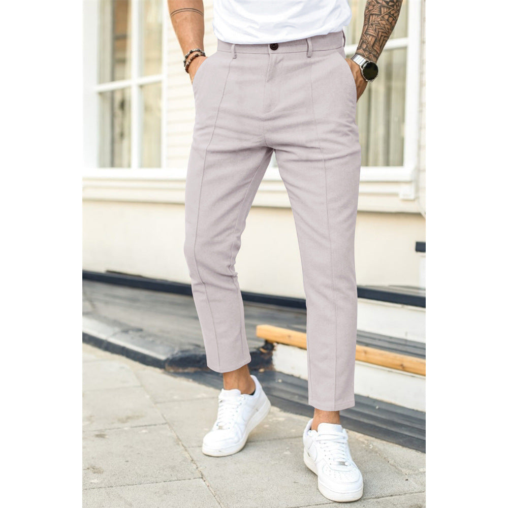 Pantalon Homme Slim Longueur Cheville Avec Plis Doubles Et Passants De Ceinture Par Nordic Flair