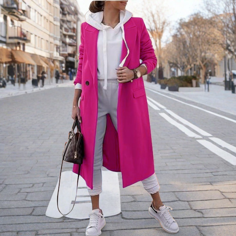 Damen eleganter trenchcoat mit Kapuze Amawinc