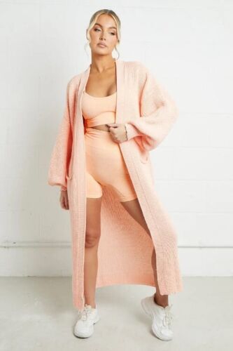 Damen Langstrickjacke mit grober Maschenstruktur und praktischen Taschen Amawinc