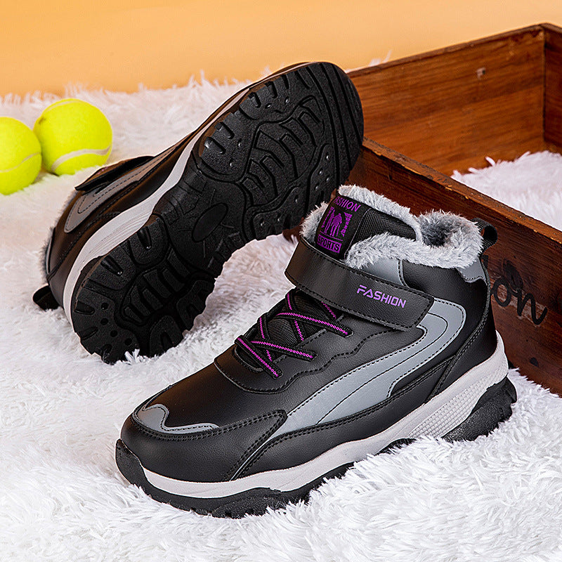 Damen Warm gefütterte Winterstiefel mit rutschfester Sohle und verstellbarem Klettverschluss Amawinc