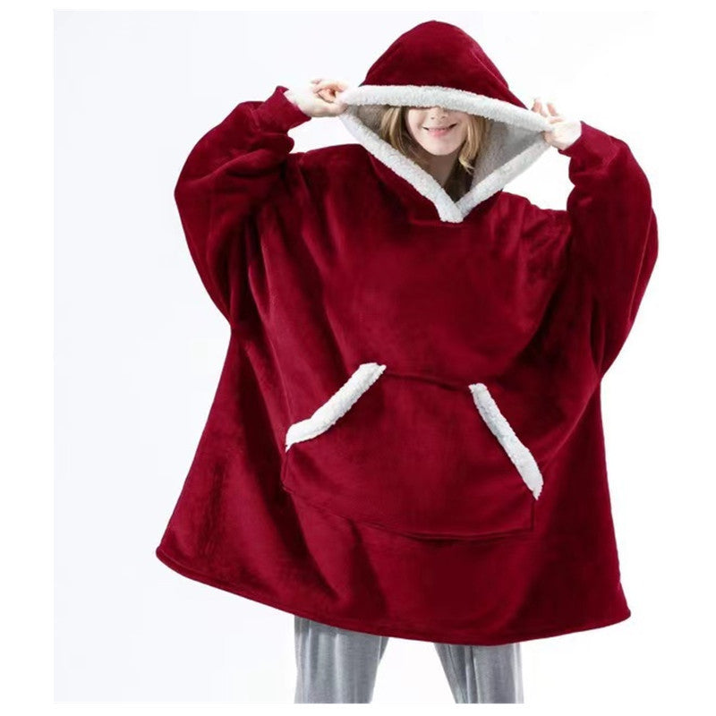 Damen Gemütlicher Hoodie-Poncho mit weichem Futter und praktischen Taschen Amawinc