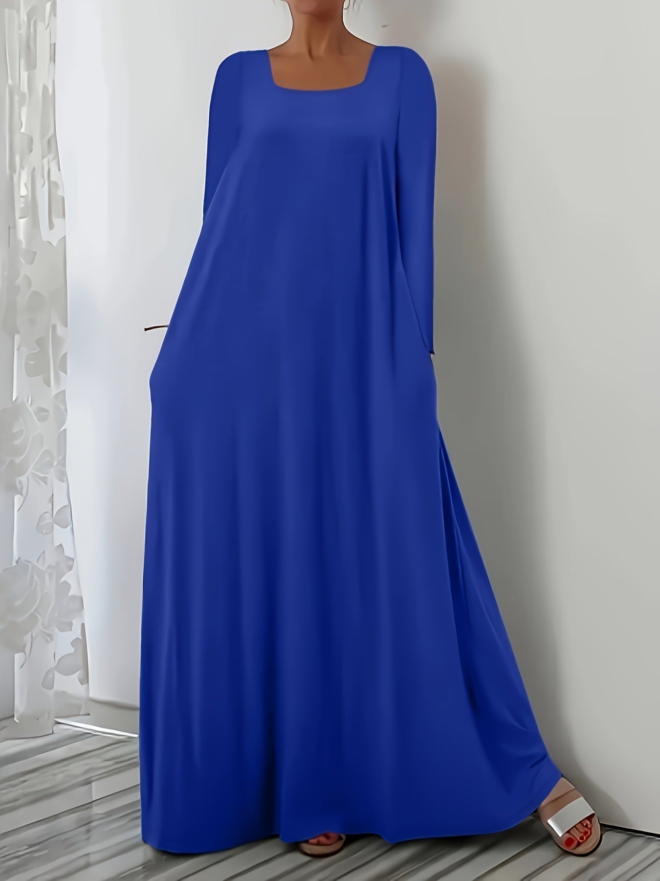 Damen Weit geschnittenes Maxikleid mit praktischen Taschen Amawinc