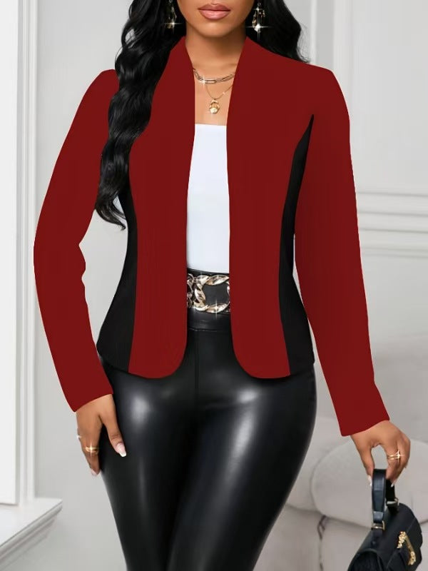Damen moderne Blazerjacke mit farblich abgesetzten Einsätzen Amawinc