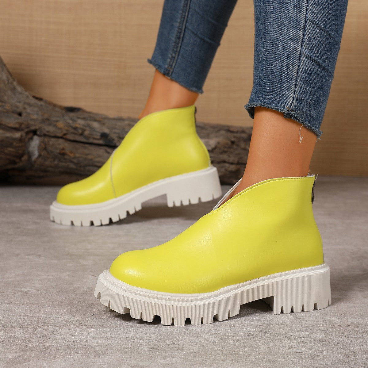 Damen Modische Chelsea-Boots mit trendigem Plateau und rutschfester Sohle Amawinc